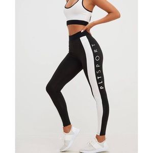 Pretty little thing black monochrome gym leggings